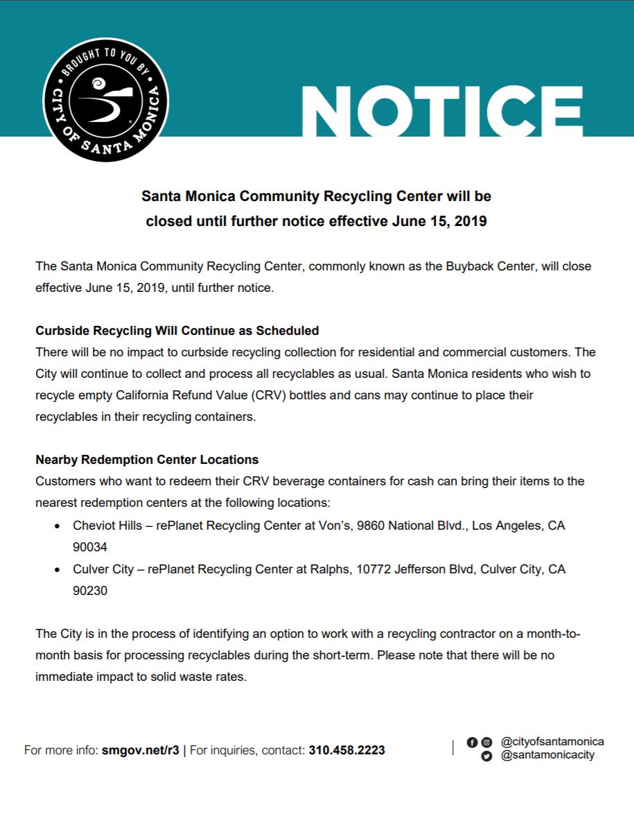 santamonica.gov Santa Monica's Community Recycling Center Closed on